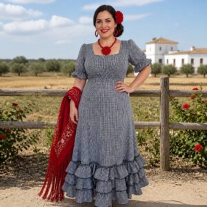 Vestido Flamenca Cuadros - Talla Grande
