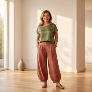 Pantalon globo cuadrito vichi