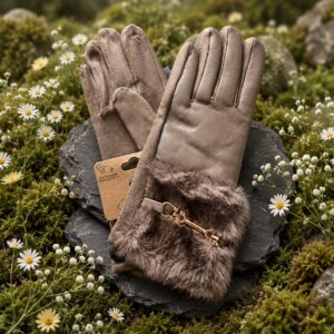Guantes de polipiel, antelina y pelo