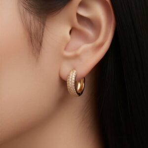 Pendientes de aro con pedrería goldfilled de 1,5 cm